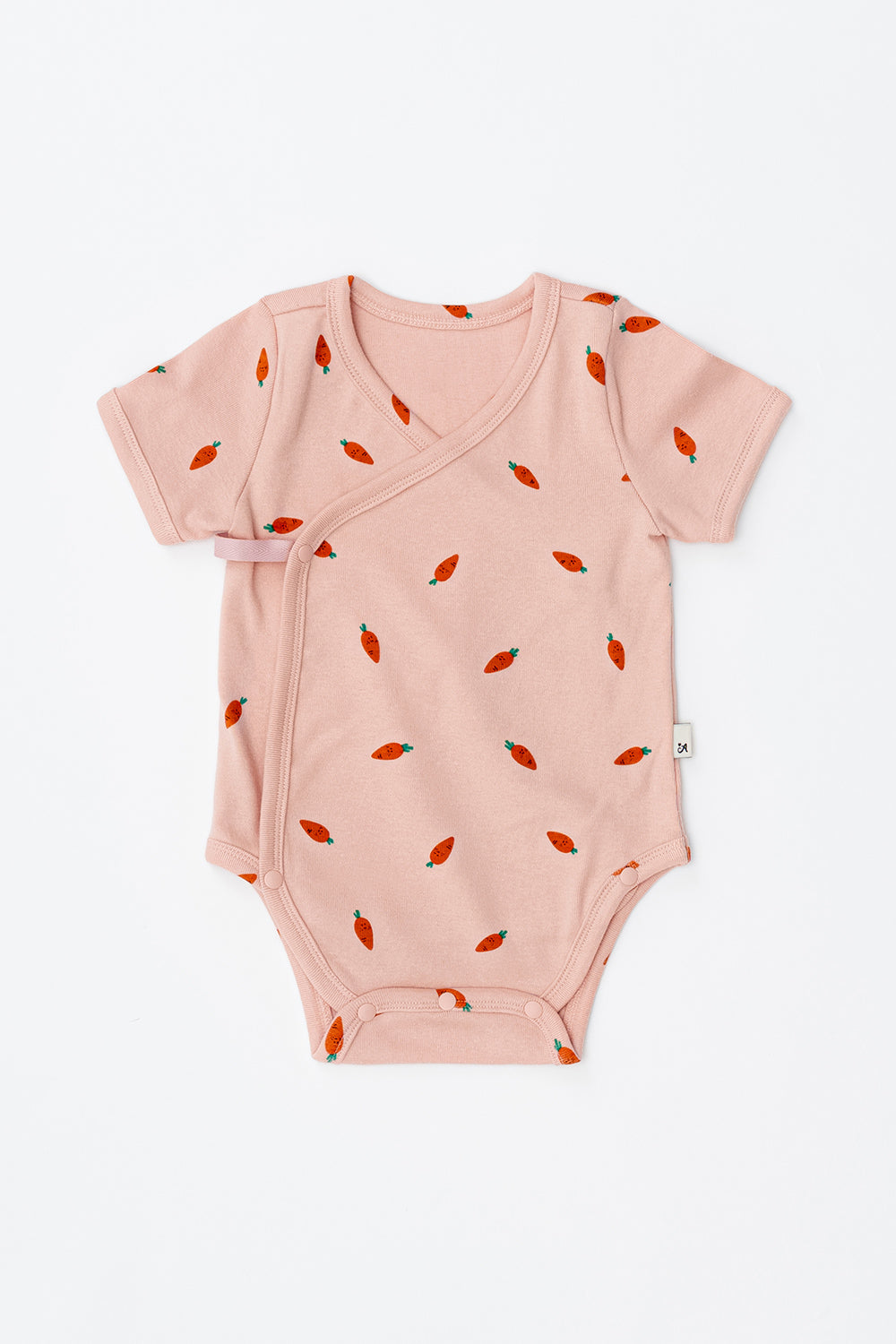 Avauma baby bodysuit short sleeve wrap style pink carrot print newborn outfit