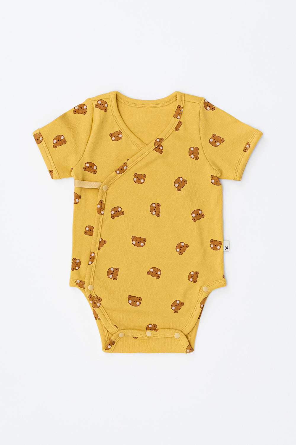 Avauma baby bodysuit short sleeve wrap style yellow bear print newborn outfit
