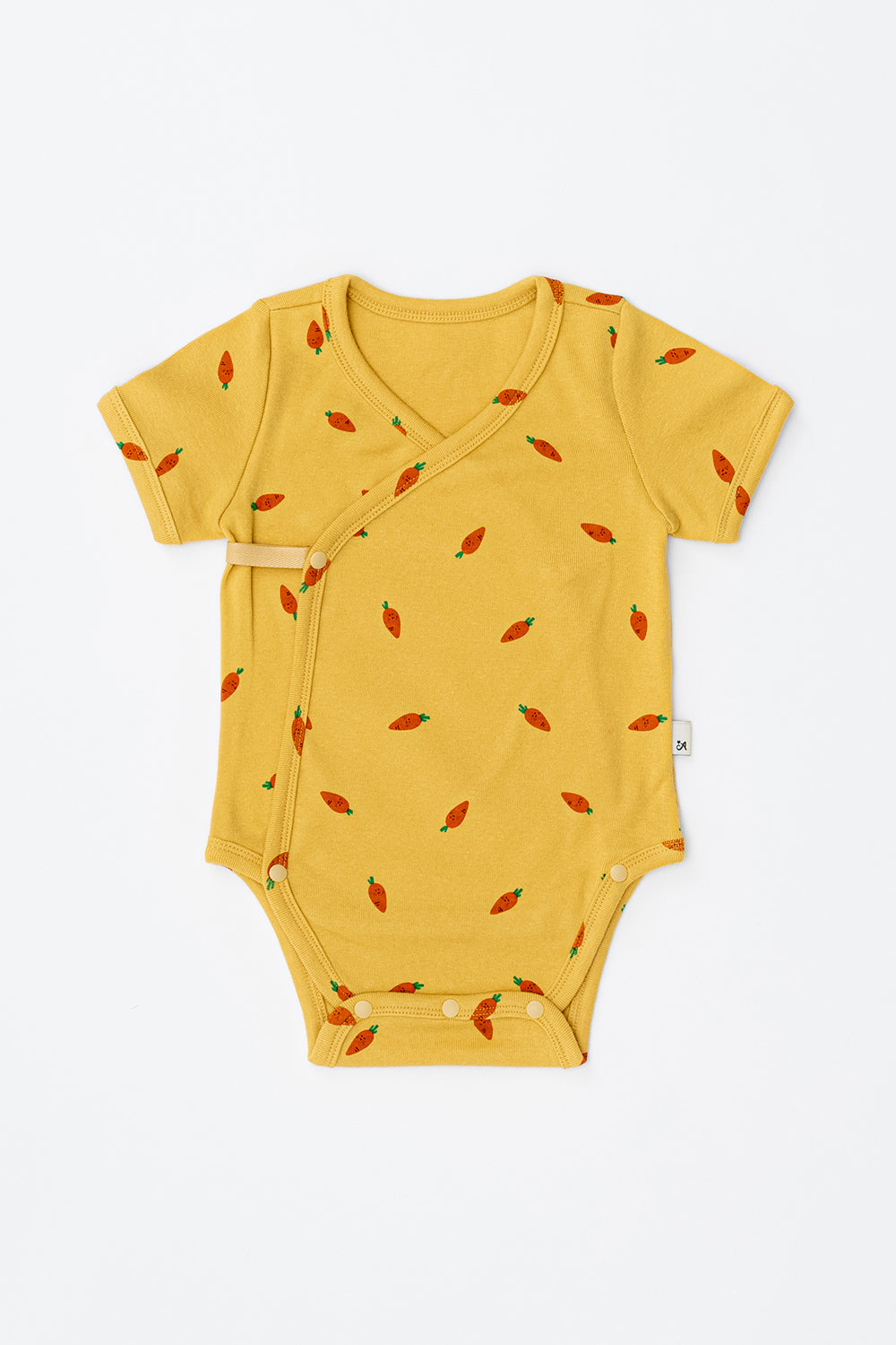 Avauma baby bodysuit short sleeve wrap style yellow carrot print newborn outfit