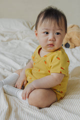 Avauma baby wearing bodysuit short sleeve wrap style yellow carrot print soft cotton baby outfit