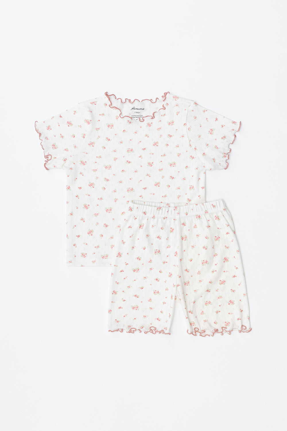 Avauma baby pajama set dreamy flower short sleeve setup rosy cream floral baby sleepwear outfit