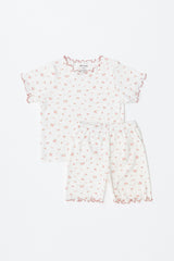 Avauma baby pajama set dreamy flower short sleeve setup rosy cream floral baby sleepwear outfit