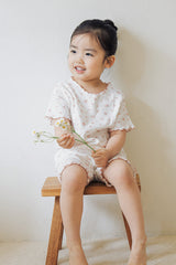 Avauma baby wearing pajama set dreamy flower short sleeve setup rosy cream breathable summer baby outfit