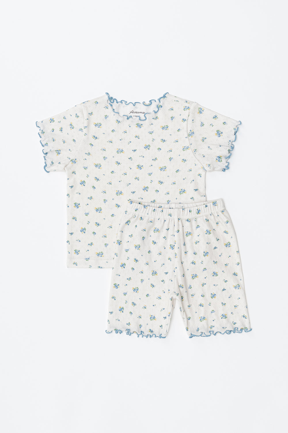 Avauma baby pajama set dreamy flower short sleeve setup sage blue floral baby sleepwear outfit