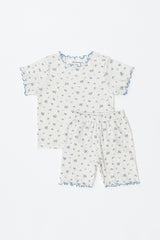 Avauma baby pajama set dreamy flower short sleeve setup sage blue floral baby sleepwear outfit