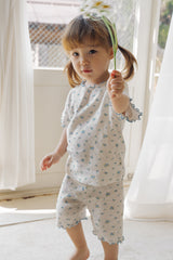 Avauma baby wearing pajama set dreamy flower short sleeve setup sage blue breathable summer baby outfit