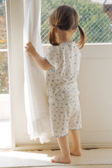 Avauma baby outfit back view dreamy flower short sleeve setup sage blue cozy toddler summer wear