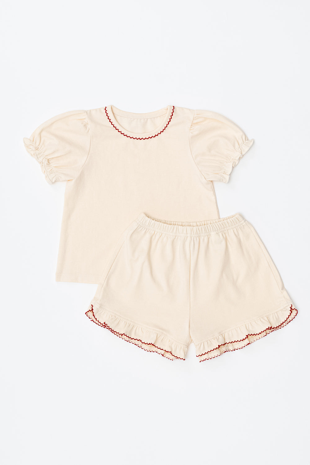 Avauma baby girl cream lace pajama set puff sleeve summer outfit