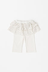 Avauma baby layered skirt leggings cream ivory floral frill baby pants