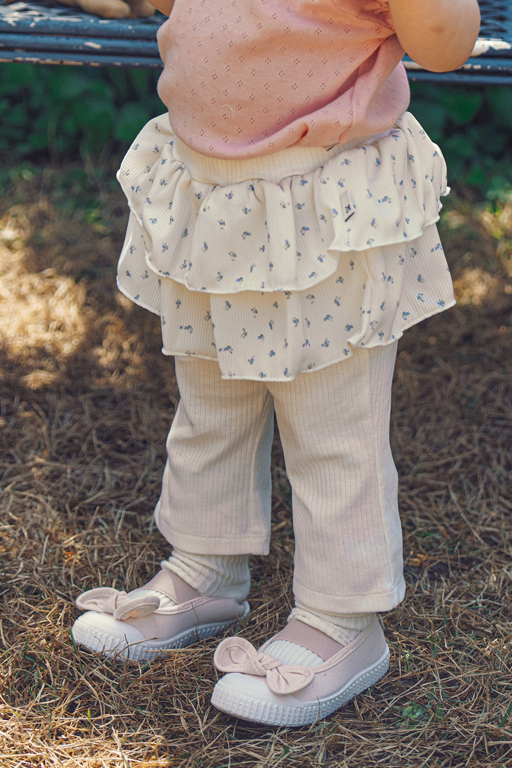 Avauma baby layered skirt leggings cream ivory floral frill waist detail