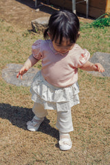 Avauma baby girl outfit cream ivory layered skirt leggings outdoor look
