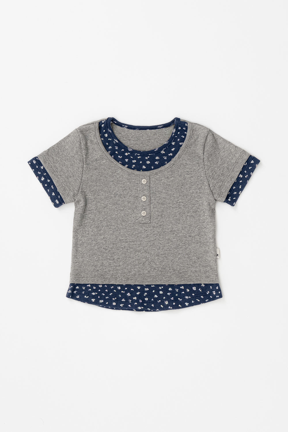 Avauma Melange Navy floral layered tee for baby and toddler girls