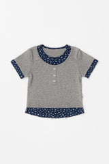 Avauma Melange Navy floral layered tee for baby and toddler girls