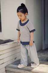 Avauma Melange Navy toddler summer outfit with floral layered details