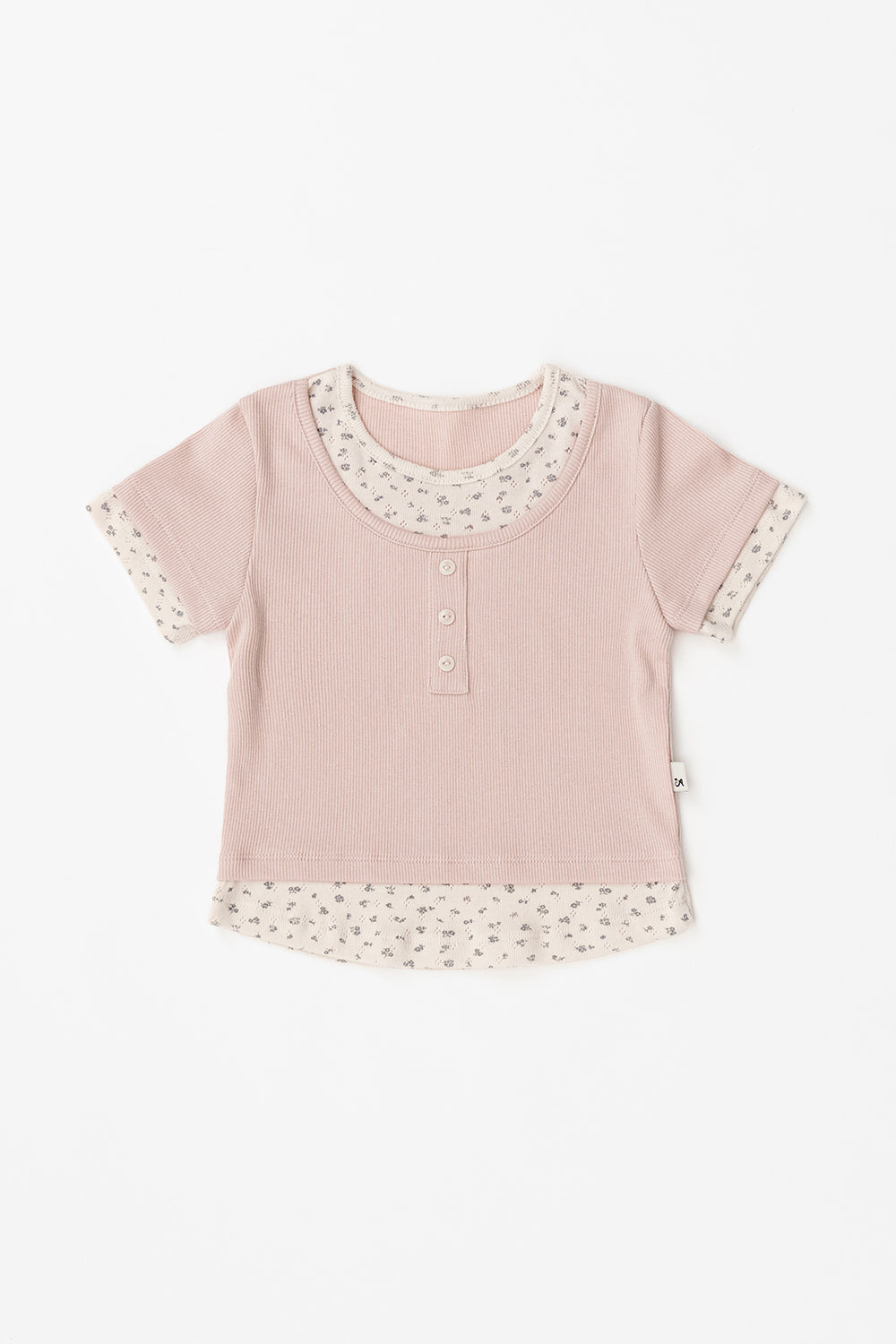 Avauma Pink Ivory floral layered tee for baby and toddler girls