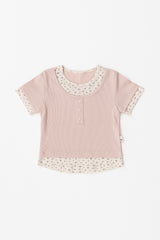 Avauma Pink Ivory floral layered tee for baby and toddler girls