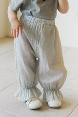 Avauma baby mint blue jogger pants outfit frill hem detail soft texture