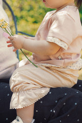 Avauma baby outfit oat beige jogger pants soft texture frill hem detail