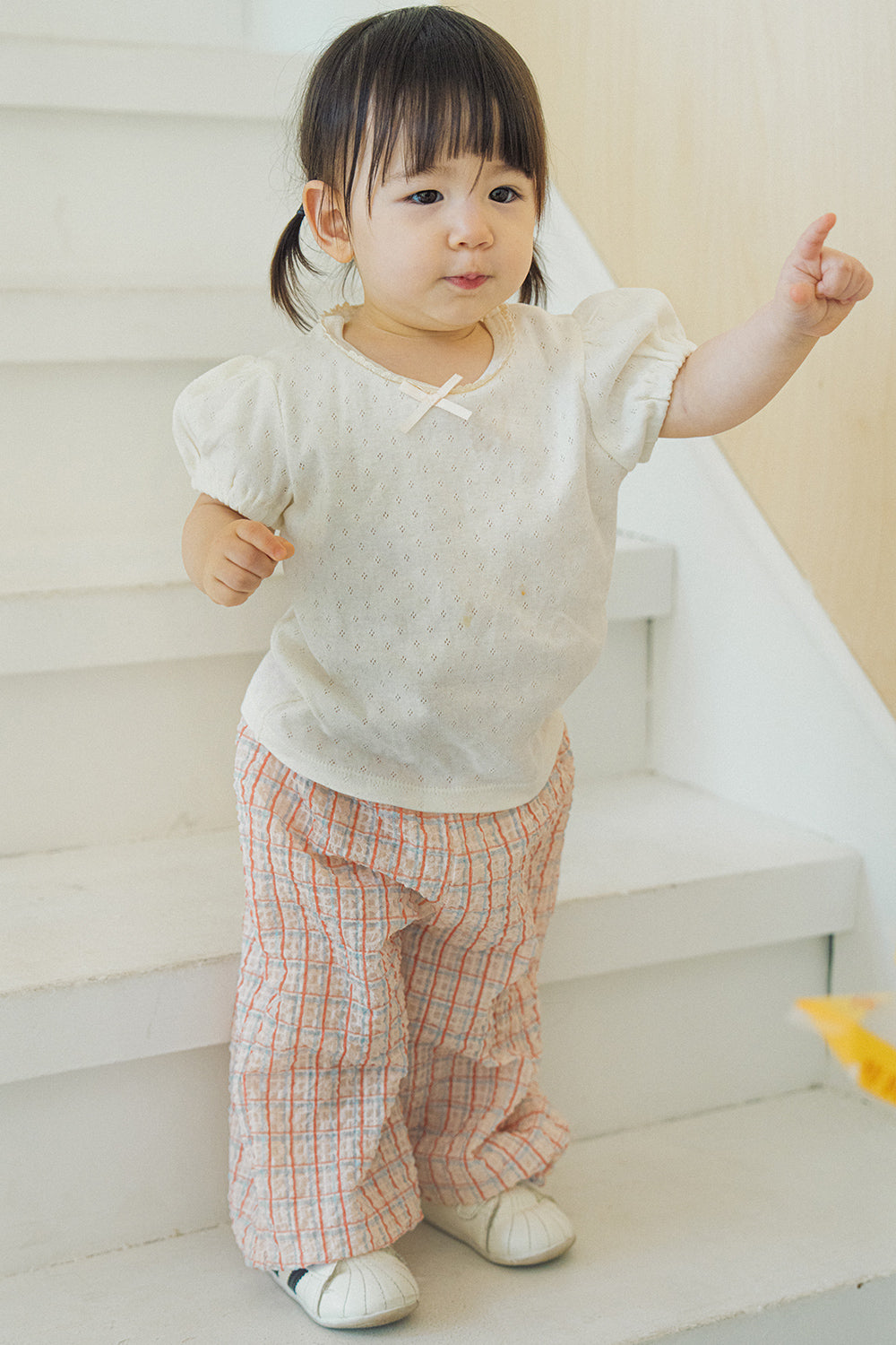 Avauma baby outfit oat grid check pants lightweight summer toddler outfit
