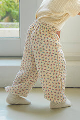 Avauma baby floral crinkle pants toddler outfit lightweight summer pants side view