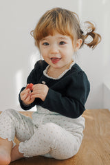 Avauma baby girl long sleeve ribbed top classic black outfit
