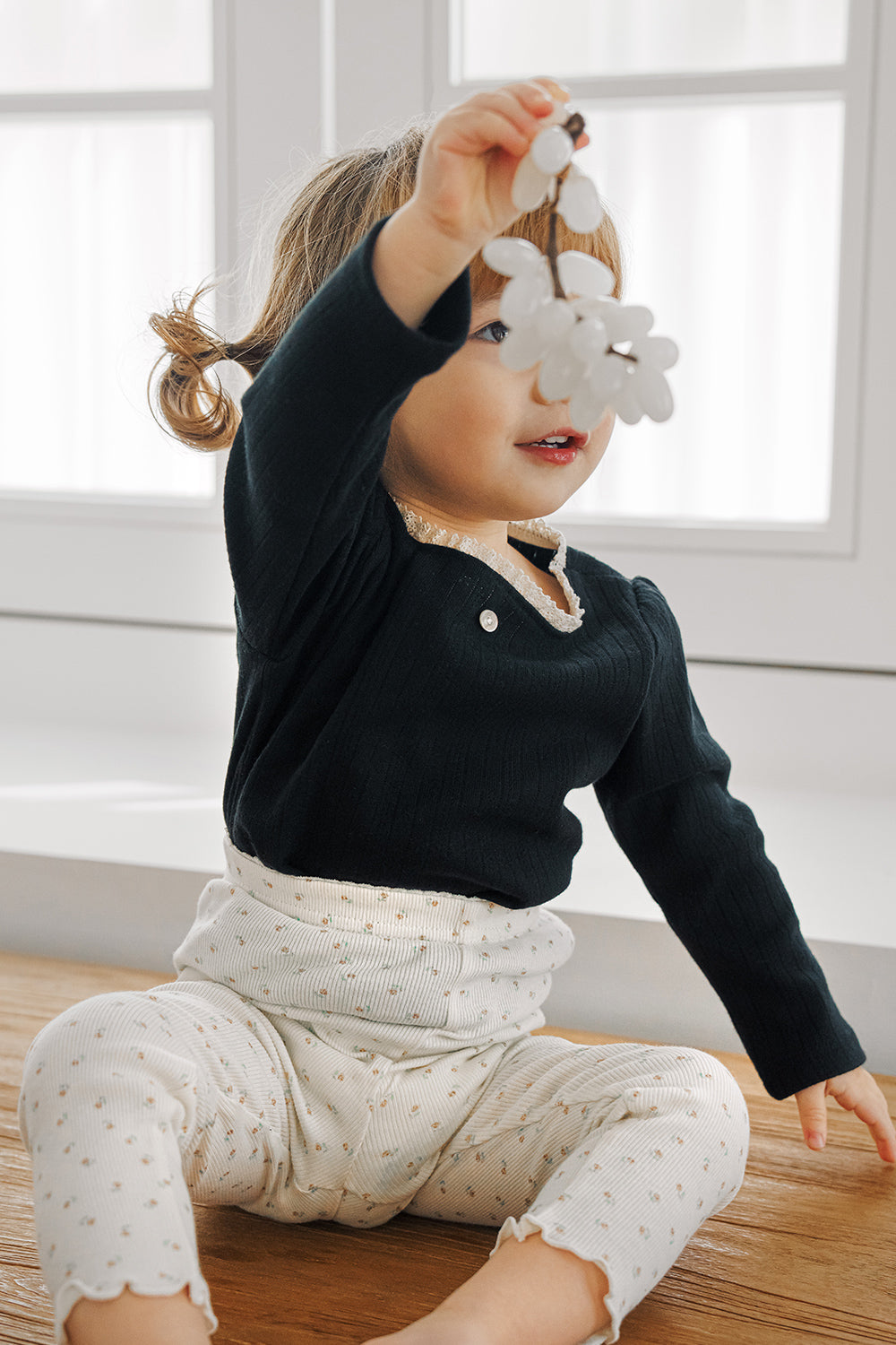 Avauma baby ribbed long sleeve top classic black