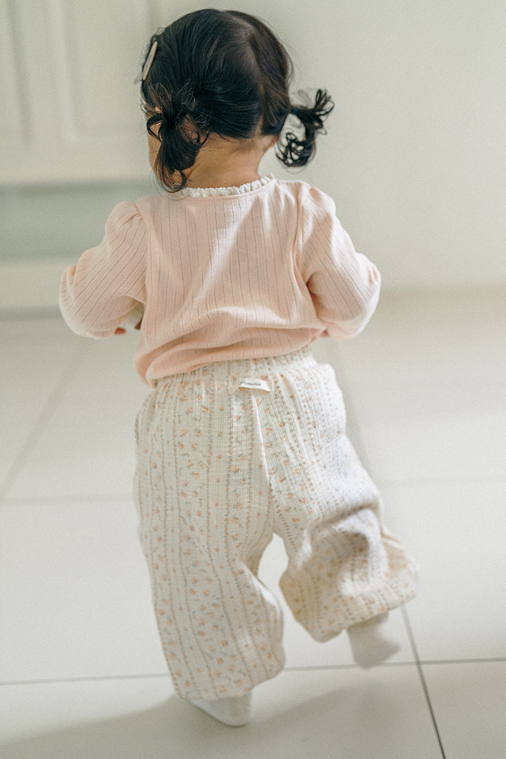 avauma baby pants with orange camel pattern, elastic waist toddler pants in neutral tone