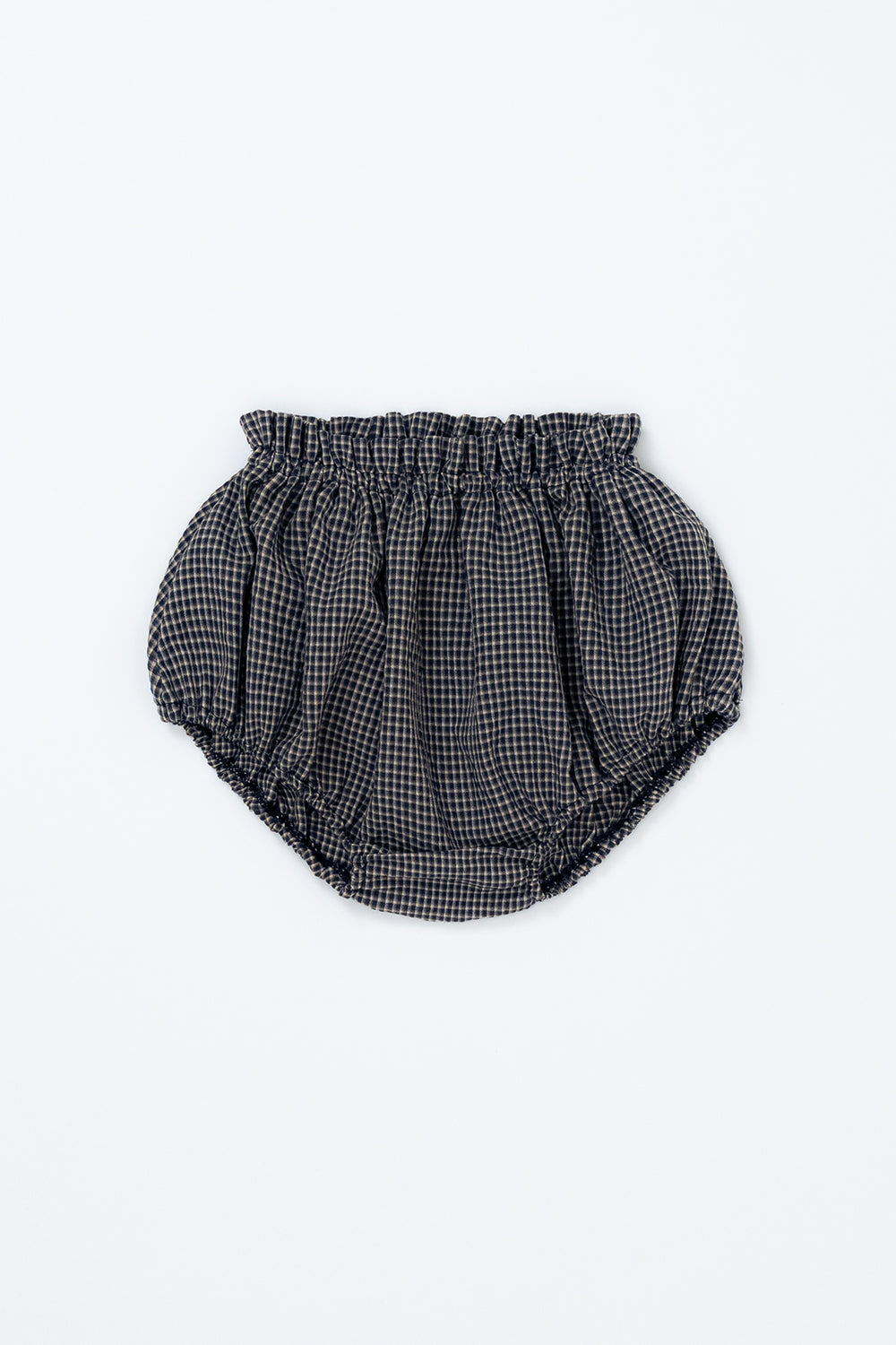 Avauma Berry Puff Bloomer in Camellia Check pattern, flat lay on white background