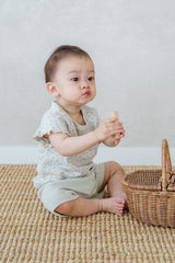 avauma breeze garden baby setup mint cloud summer outfit with lace bonnet, organic cotton baby clothes