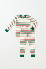 Holiday Long Sleeve Pajama Set - Candy Stripe Greencuff