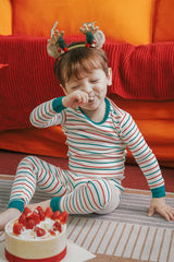 Holiday Long Sleeve Pajama Set - Candy Stripe Greencuff