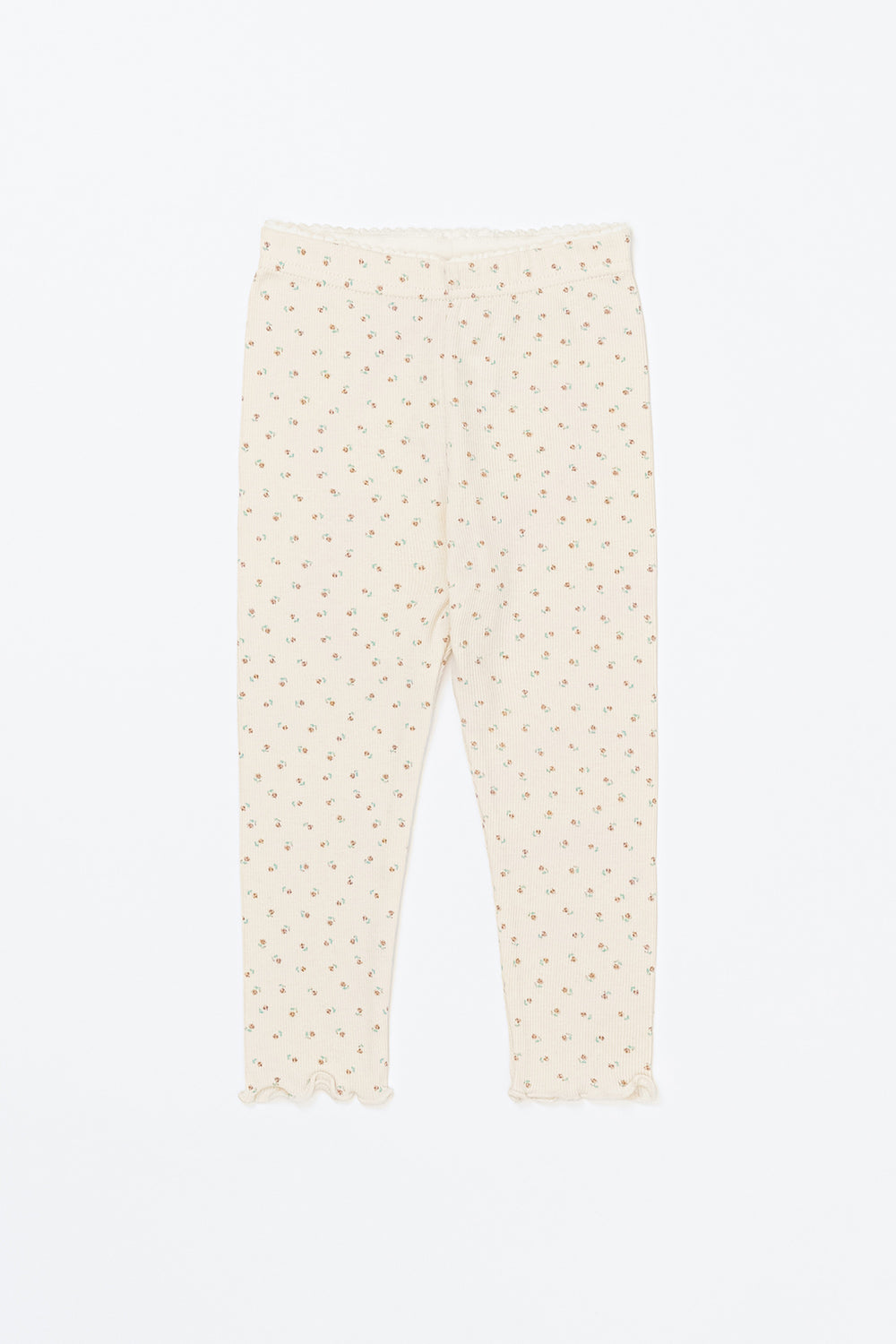 Avauma Baby Girls Sageflower Print Leggings - Soft Floral Pattern Toddler Ribbed Bottoms