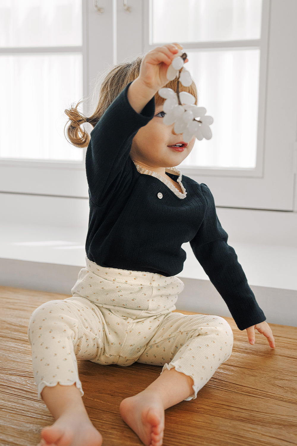 Avauma Infants Stretchy Floral Leggings in Sageflower - Cute Patterned Pants for Active Toddlers