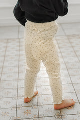 Detail View of Avauma Baby Leggings Back Design - Sageflower Print Toddler Pants with Logo Label