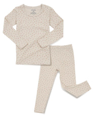 AVAUMA Momo Long Pajama Mocca Beige Flower Pattern