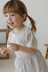Avauma toddler outfit white oat cotton top and pants soft texture neutral kids everyday wear