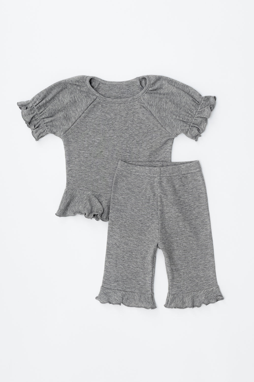 Avauma baby ribbed short sleeve pajama set soft ash gray outfit

