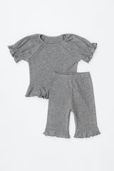 Avauma baby ribbed short sleeve pajama set soft ash gray outfit
