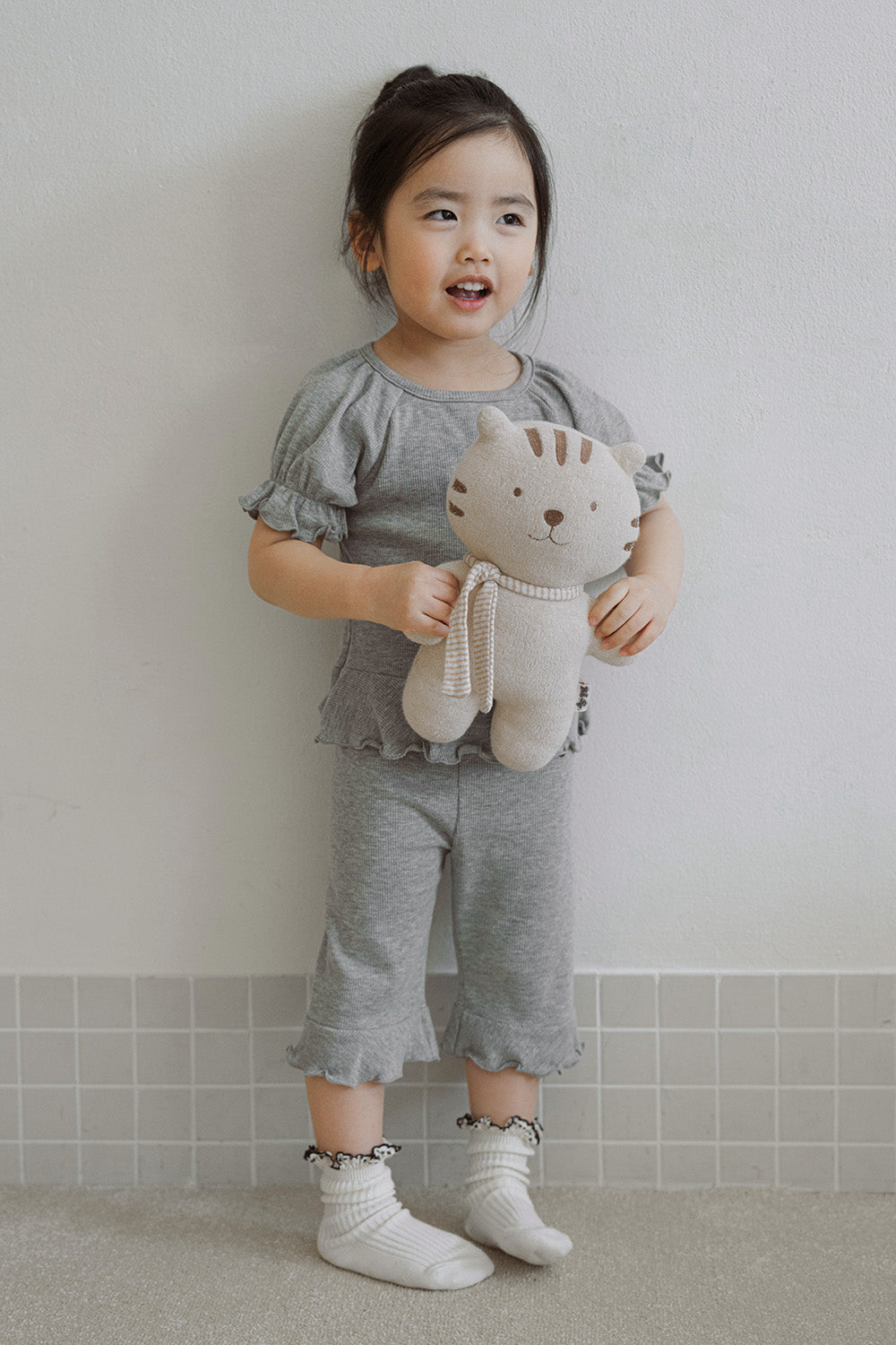 Avauma toddler girl ribbed pajama set soft ash gray outfit
