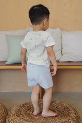 Avauma toddler duck print pajama set milk mint back view outfit
