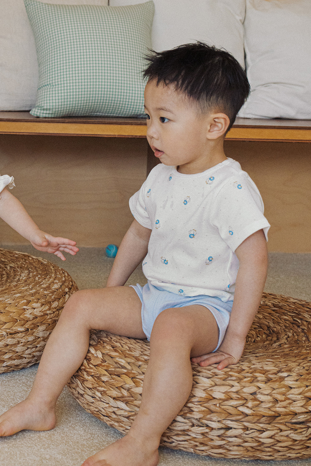 Avauma toddler boy summer pajama set milk mint indoor outfit
