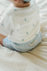 Avauma baby duck print pajama set milk mint fabric detail
