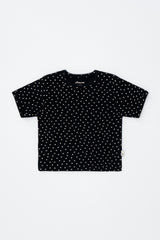 Avauma baby short sleeve tee classic black tiny floral print black baby t-shirt