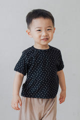 Avauma baby outfit classic black floral tee minimal baby summer outfit