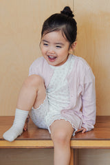 Avauma baby cardigan blush pink soft cotton lightweight summer outfit happy toddler look