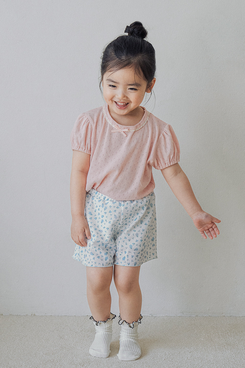 Avauma toddler summer outfit cotton pink top floral shorts full body kids outfit lightweight set