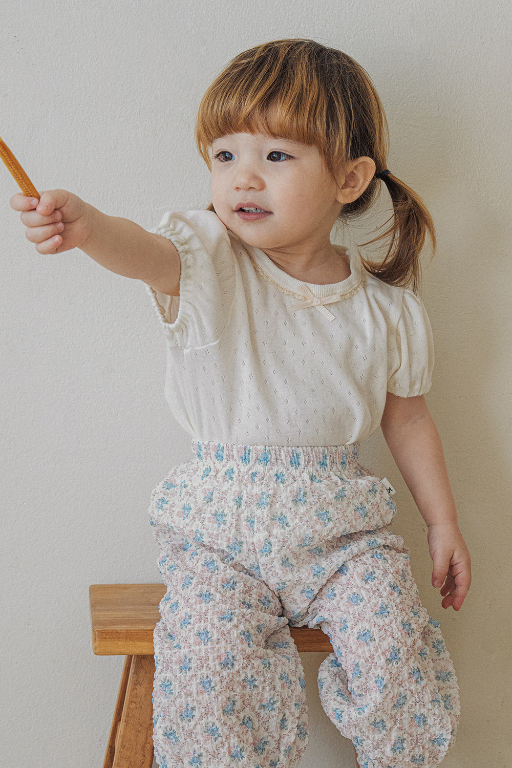Avauma toddler girl outfit vanilla cream top floral pants summer kids outfit soft cotton look