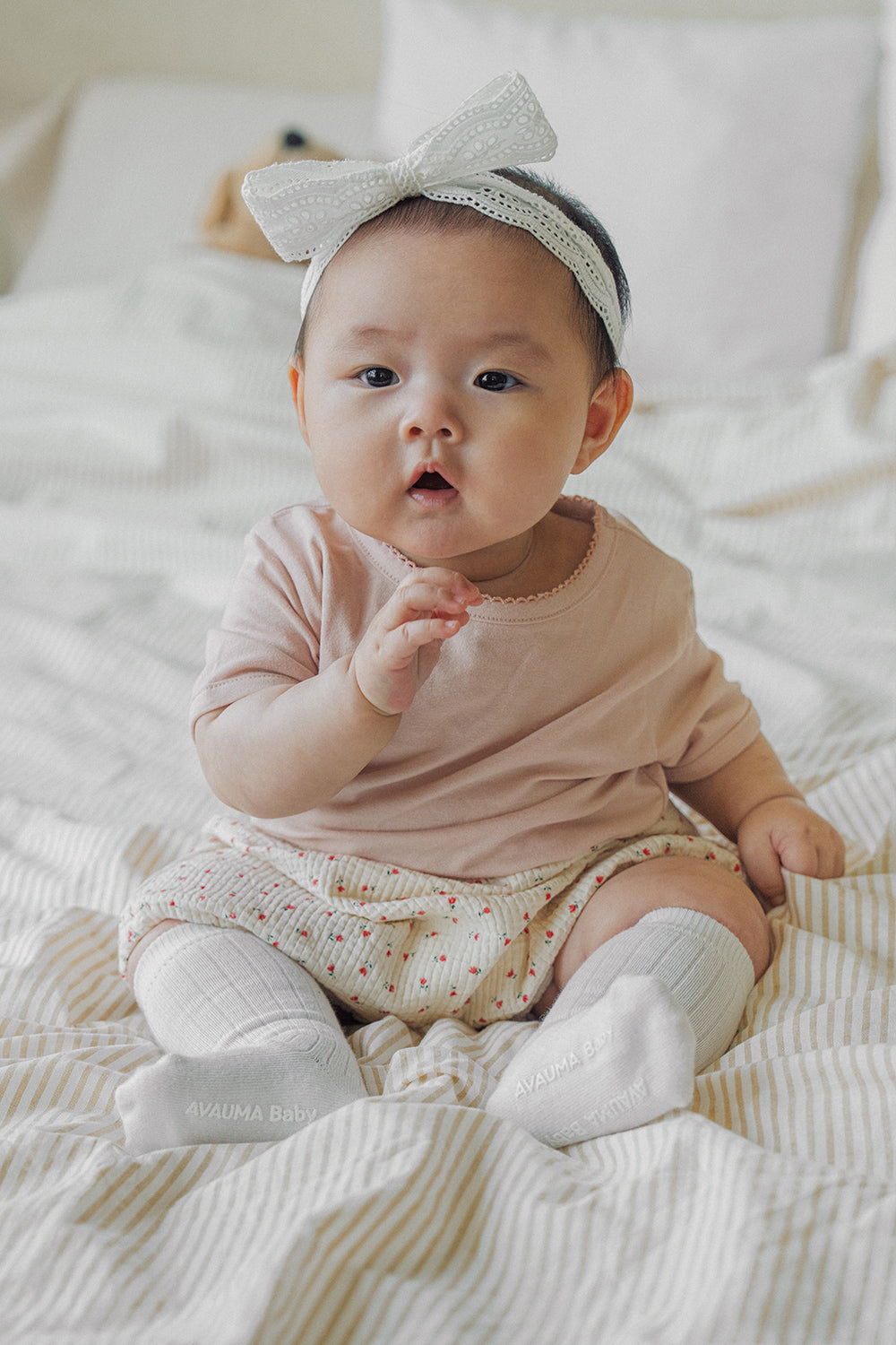 Avauma baby bloomer berry cream tiny flower print baby outfit cute summer styling
