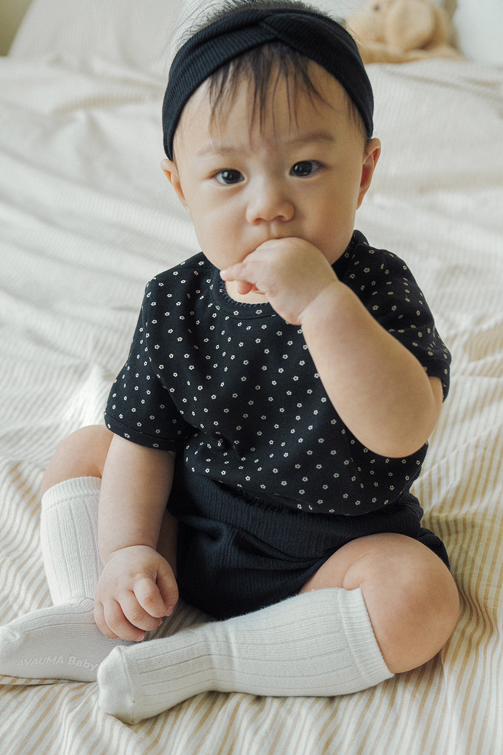 Avauma baby bloomer charcoal black soft cotton baby outfit breathable summer wear