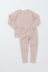 Avauma Floral Melody Long Sleeve Baby Pajamas - Powder Pink, featuring a soft pink pajama set with tiny floral prints, perfect for cozy baby sleepwear.
